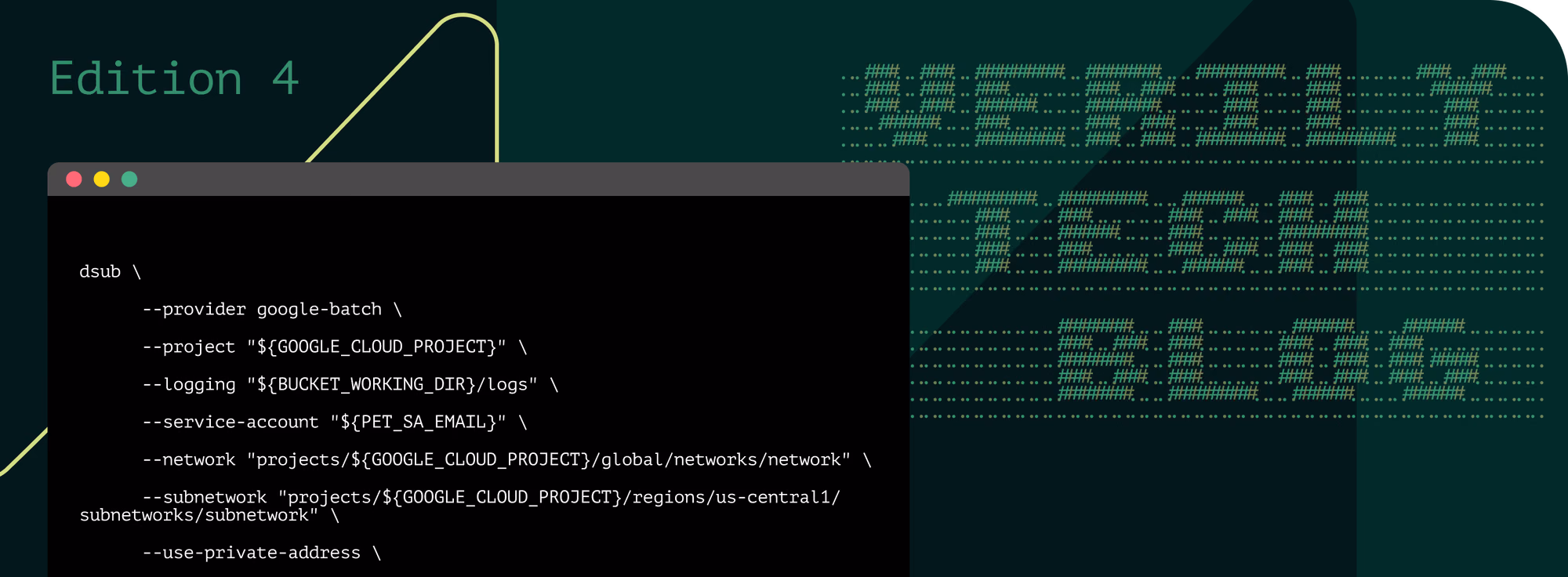 Verily tech blog edition 4, featuring a visual with a section of code