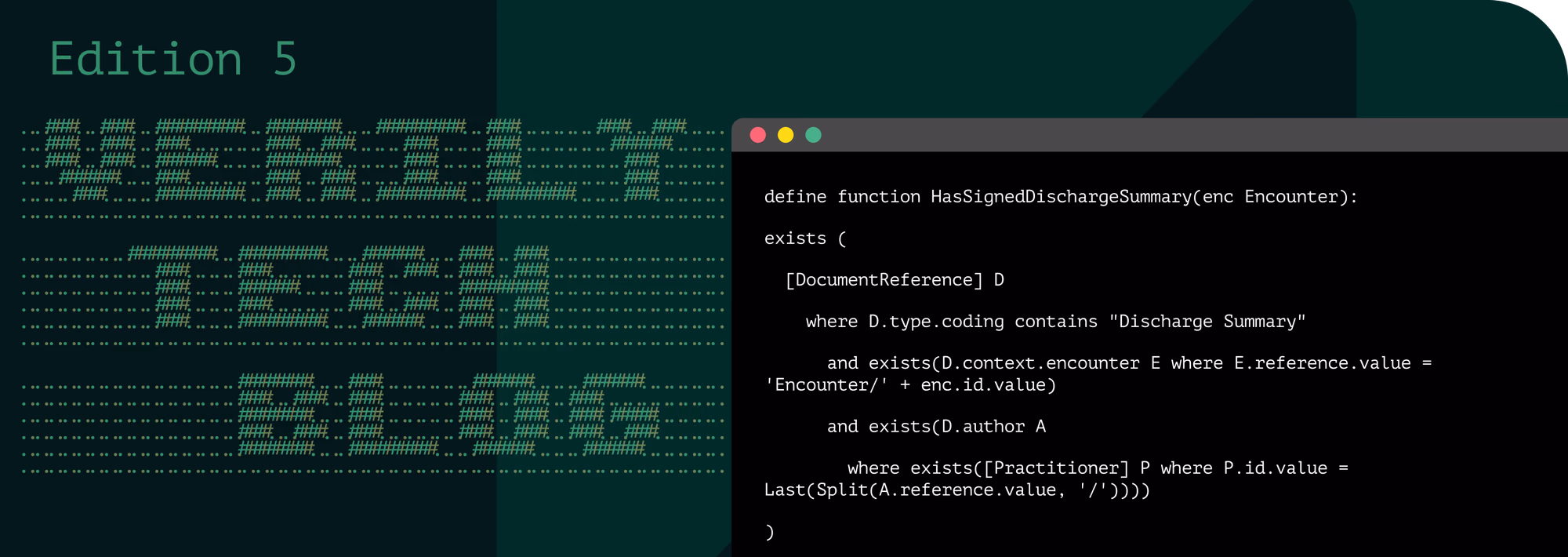 Verily tech blog edition 5, featuring a visual with a section of code.