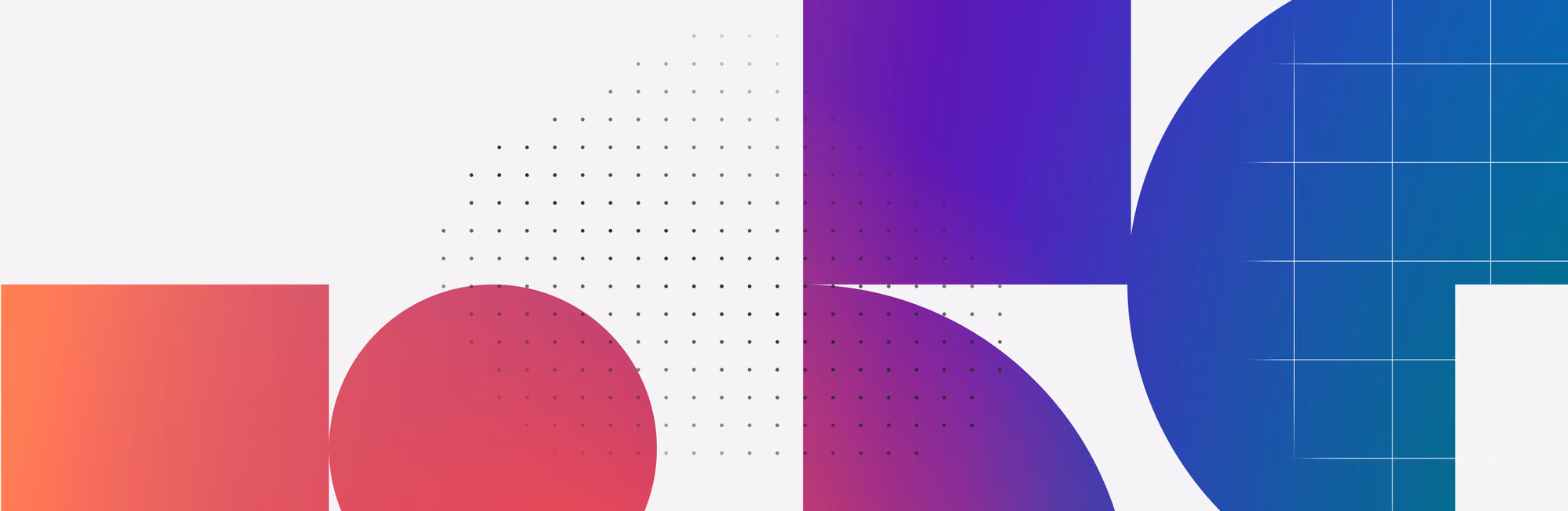 Abstract geometric illustration composed of shapes in gradient colors, a horizontal sequence to represent data visualization of unseen precision data