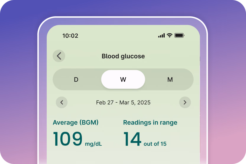Verily Me app displaying blood glucose data