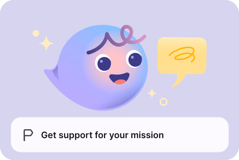 Illustration of  Vi displaying “Get support for your mission.”