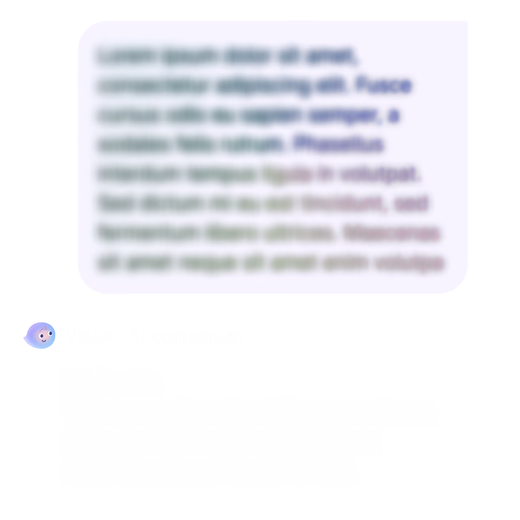 Chat bubbles from conversations with Violet, your AI companion, appear with the text blurred to indicate privacy