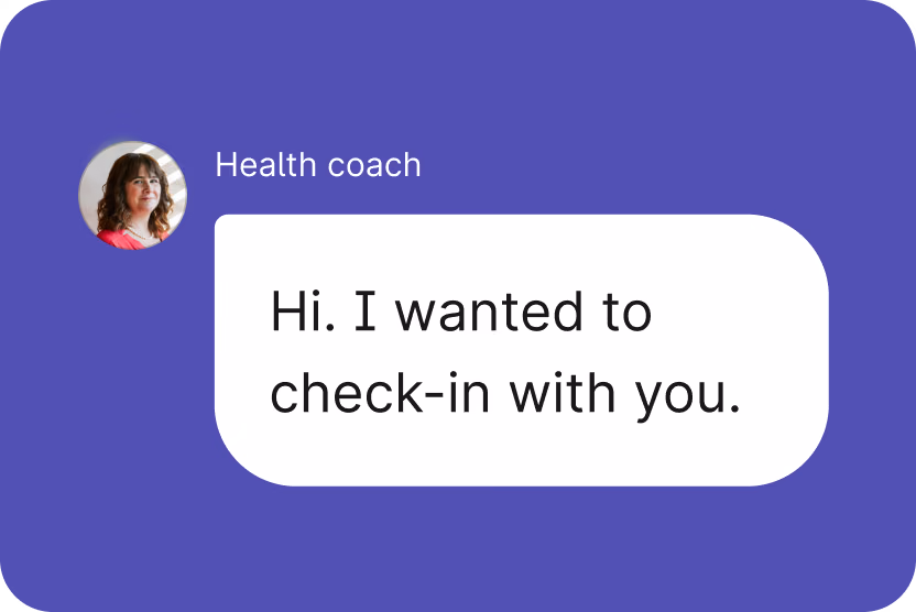 In-app UI of chat bubble with a coach.