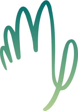 Illustration of a green gradient hand outline.