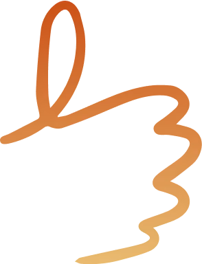 Illustration of an orange gradient hand giving a thumbs up.